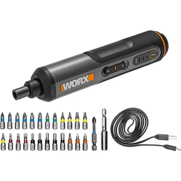 Worx WX240 4 Volt/1.5 Ah. Li-Ion Akıllı Şarjlı Tornavida + 26 Adet Bits