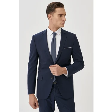 ALTINYILDIZ CLASSICS Erkek Lacivert Slim Fit Dar Kesim Mono Yaka Takım