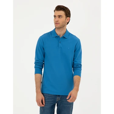Pierre Cardin Erkek Indigo Slim Fit Basic Sweatshirt
