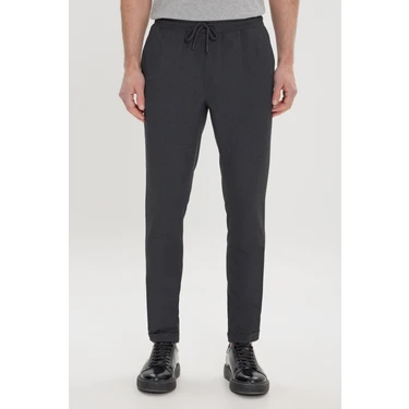 Altınyıldız Classics Erkek Antrasit Slim Fit Rahat Kesim Beli Bağlamalı Yan Cepli Jogger