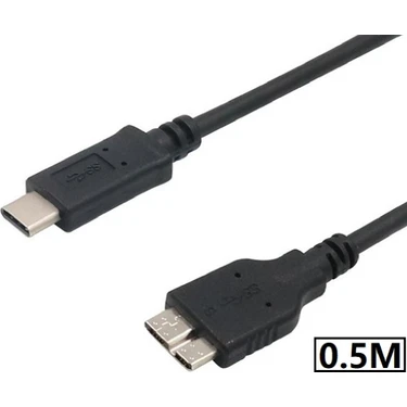 Alfais 5240 USB Type C To Micro USB 3.0 Taşınabilir HDD Hard Disk Kablosu 0.5m