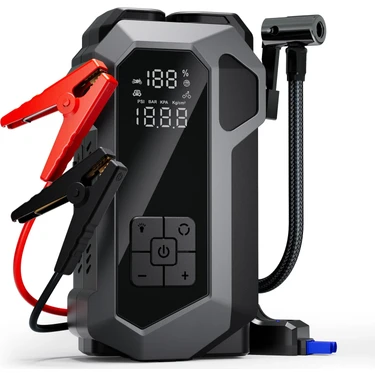Suitu AT-003 Akü Takviye Cihazı | 4'ü 1 Arada Powerbank, Hava Kompresörü, LCD Ekran, 16.000MAH