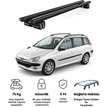 Today Auto Pençe Peugeot 206 Sw (2002-2007) Uyumlu Siyah Ara Atkı 109CM Port Bagaj Tavan