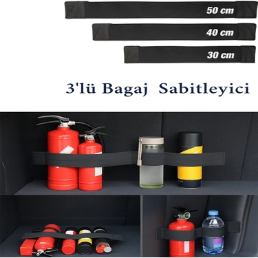 Araba Bagaj Sabitleyici 3'lü Set Elastik Cırtlı Araç Içi Toplayıcı Bagaj Lastiği Bagaj