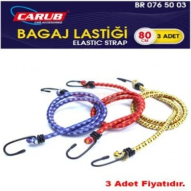 Carub 3'lü Bagaj Ahtapotu Gergi Lastiği 80 cm Renkli Bagaj Ekipmanı Esnek
