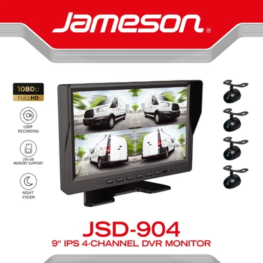 Jameson 4 Kanal IPS 9" Dvr Monitör - Jameson JSD-904 - 4 Kameralı , Hareket Sensörlü Dvr
