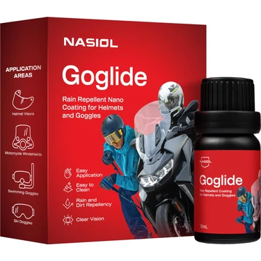 Nasiol Goglide Kask ve Gözlük Nano Yüzey Koruyucu-Su Itici-Nano Yağmur Kaydırıcı-1 Yıl