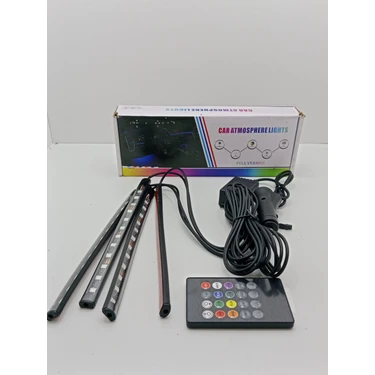12 led'li ayak altı led lamba kumandalı sese duyarlı çakmaklık girişli rgb araç ıçi