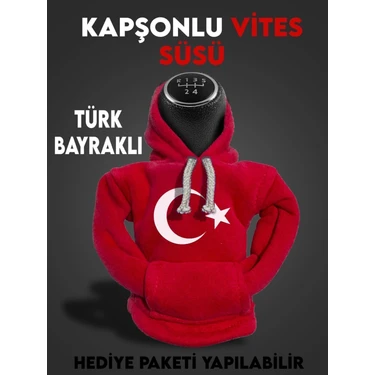 Türk Bayraklı Hediyelik Kapşonlu Vites Aksesuarı, Vites Poları, Vites Süsü Vites