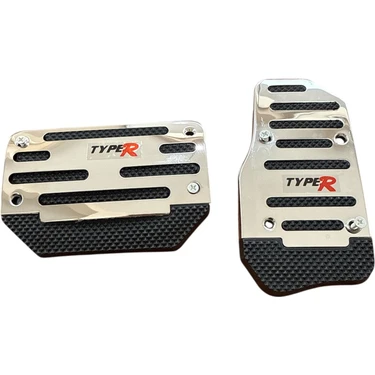 Universal Otomatik Metal Pedal Seti 2 Parça Krom Siyah
