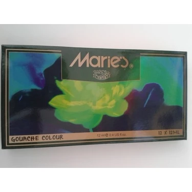 Maries Guaj Boya Seti 12 Renk 12 ml Metal Tüp Canlı Tonlar Kapaklı Dayanıklı Saklama