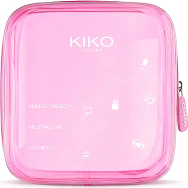Kiko Milano Mini Pochette Makyaj Çantası Nude Rose Renkli Şeffaf PVC ile Çok İşlevli
