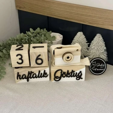 Baykuş Craft Mimarlık İsimli Renkli 3 Boyutlu Bebek Ahşap Hatıra Küpü Anı Küpü + Ahşap Fotoğraf