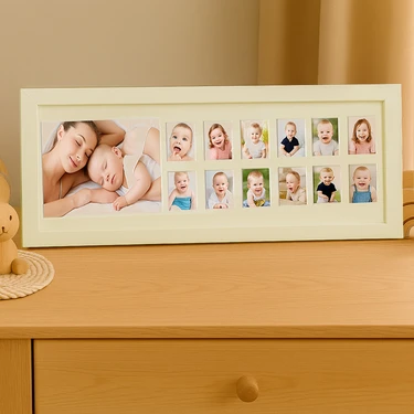 Moky Design Bebek Ilk Yıl Fotoğraf Çerçevesi, 12 Aylık Hatıra Resimleri, Hediyelik Yenidoğan Anı