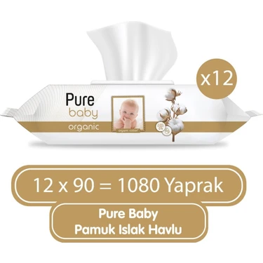 Pure Baby Organik Pamuklu Islak Havlu 12×90 (1080