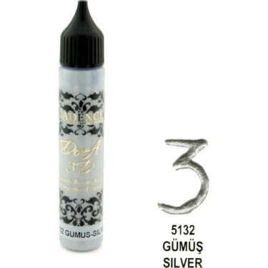 Cadence 3D Boyutlu Boncuk Boya Gümüş Renk Yüksek Parlaklıkta 25 ml Su