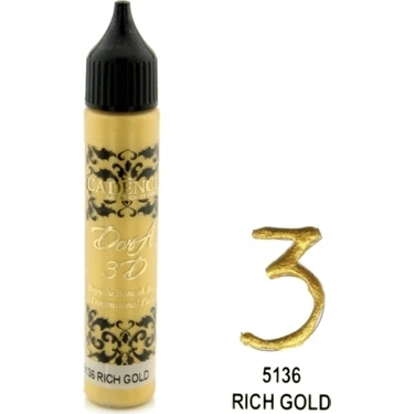 Cadence Rich Gold 3D Boncuk Efektli Boya 25 ml – El Sanatları, Hobi ve Dekoratif Süslemeler İçin