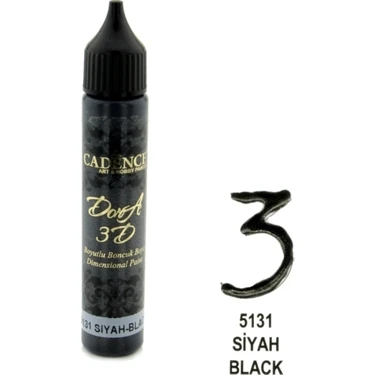 Cadence 3D Boyutlu Boncuk Boya Siyah Yüksek Parlaklıkta 25 ml Çabuk Kuruyan Su