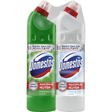 Domestos Çamaşır Suyu Dağ Esintisi 750 ml x1 + Kar Beyazı 750 ml