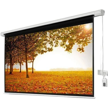 Xbright 300x225cm Motorlu Uzaktan Kumandalı Projeksiyon Perdesi (Arkası Siyah Fonlu)