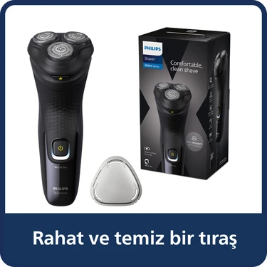 Philips 3000X Serisi Islak&Kuru Tıraş Makinesi, 3 Yönde Dönen Başlıklar, Hassas Düzeltici,