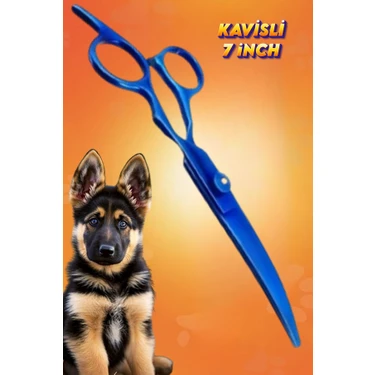 Xolo 7 Inç Mavi Kavisli Düz Evcil Hayvan Kesim Tıraş Makası Kedi ve Köpekler Için Pet Kuaför