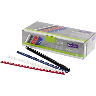 Lamiess Beyaz Plastik Spiral 25 Mm 50 Adet Ciltleme İşlemleri İçin