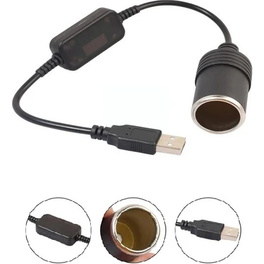 Anktek Çakmaklık Fişi Çevirici Çakmak Dönüştürücü USB 2.0 5 Volt 2 Amper To 12 Volt 0.8