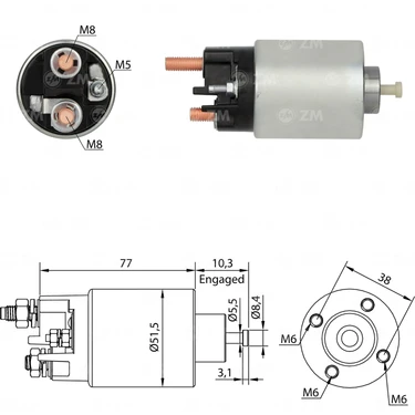 Gümrük Bey Zm 6993 12V Marş Otomatiği Mitsubishi Tipi (4 Delik) Dacia Renault Nissan Opel 1.5