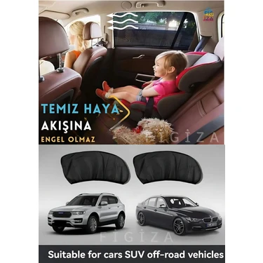 Ankaflex 2 Adet Oto Arka Yan Cam Güneşlik Perde UV Koruma Lastikli Araç Kapı