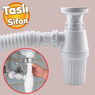 Badem10 Lavabo Sifonu Körüklü Sökülebilir Tas'lı Mutfak Banyo Evye Pis Su Gideri Borusu Plastik 38