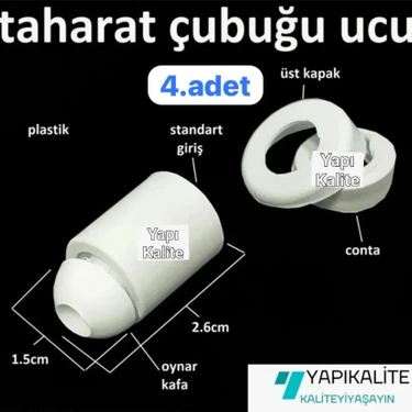 4 Adet Taharat Çubuğu Ucu Plastik Beyaz Taharet Borusu Ucu Perletörü