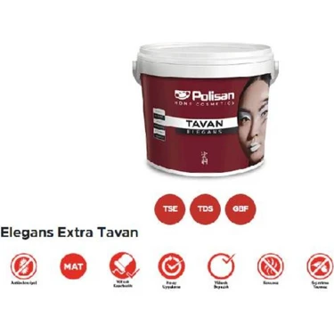 Polisan Elegans Tavan Boyası 17,5 Lt Beyaz Mat 17 m²/L Antibakteriyel Küf ve Mantar