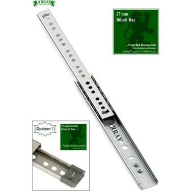 Array Teleskopik Çekmece Rayı 27 mm 406 mm ( Set
