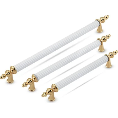 Trend Kulp Gold Beyaz Retro Dolap Çekmece Kulpları Alüminyum Malzemeden 96 mm