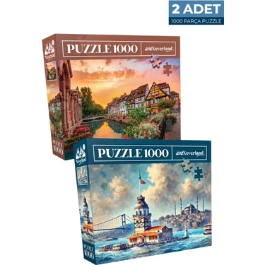 Neverland 2 Adet 1000 Parça Puzzle Colmar ve Kız