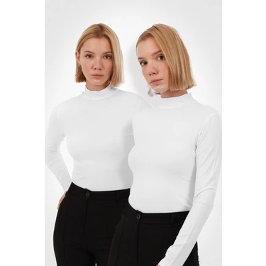 Yade Fashion Kadın Uzun Kollu Balıkçı Yaka Body 2’li Set –