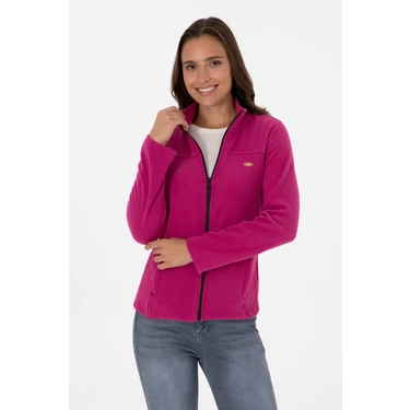 U.S. Polo Assn. Kadın Fuşya Fermuarlı Dik Yaka Polar Sweatshirt