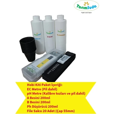TarımSuda Topraksız Tarım Hidroponik Set Hobi Kiti Ec Metre Ph Metre A B Besini Ph Düşürücü File