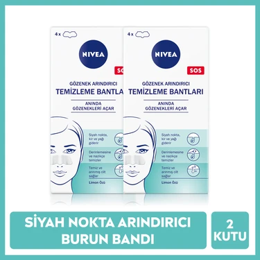 NIVEA Siyah Nokta ve T-Bölgesi Temizleyici Burun Bandı, Gözenek Arındırıcı X2