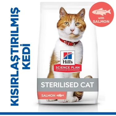 Hill's Sterilised Somonlu Kedi Maması 3 Kg Süper Premium Kalite Kısır Kediler İçin Özel