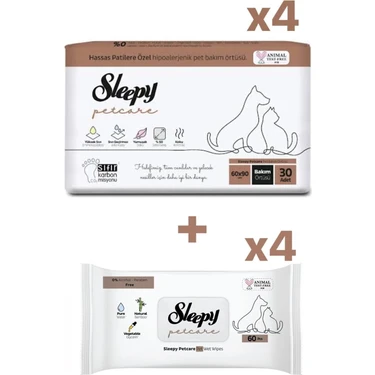 Sleepy Çiş Pedi Petcare 120 Adet Kedi ve Köpek Islak Havlusu 240