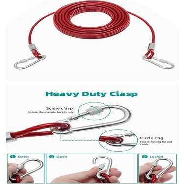 PADRİ 6 mm 5 Metre + 2 Vidalı Karabina Köpek Bahçe