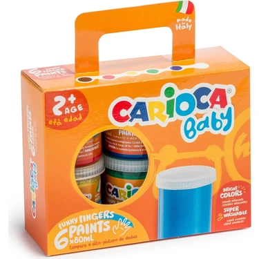 Carioca Yıkanabilir Parmak Boyası - 6 Renk X 80