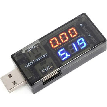 Wozlo USB Voltmetre USB Ampermetre  USB Akım Ölçer - Çift USB