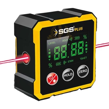 Sgs Mıknatıslı Çift Yönlü Lazer Açı Ölçer - 1.8" Ekran - Type-C