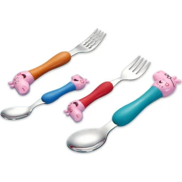 Elitsan Peppa Pig Çatal Kaşık SetiÇocuklar Için Çatal Kaşık