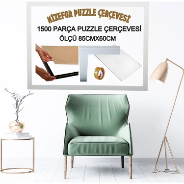 mixefor 1500 Parça Puzzle Çerçevesi Renk Beyaz 85CM x