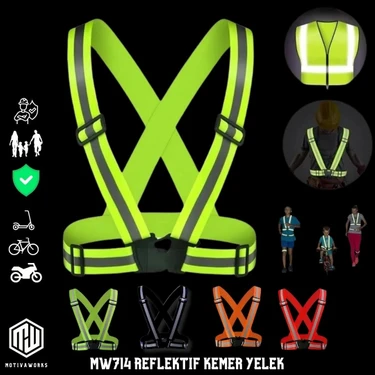 Yüksek Görünüm Reflektif Yelek Sarı Fosforlu Neon Bisiklet, Motosiklet,scooter Gece Ikaz Uyarı