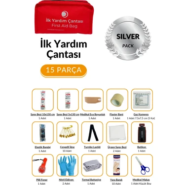 Acil Durum ve Ilk Yardım Seti - Ilk Yardım Çantası Silver